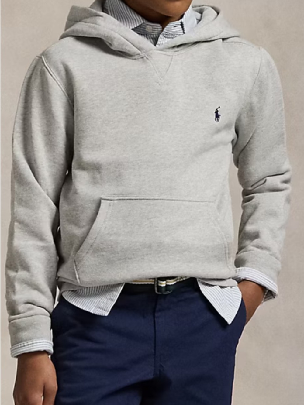 NWT Ralph Lauren Light Gray Crewneck Sweatshirt with Navy Pony boy size XL